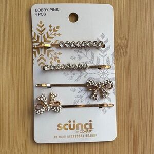 Scunci Rhinestone and Bow Bobby Pins Set